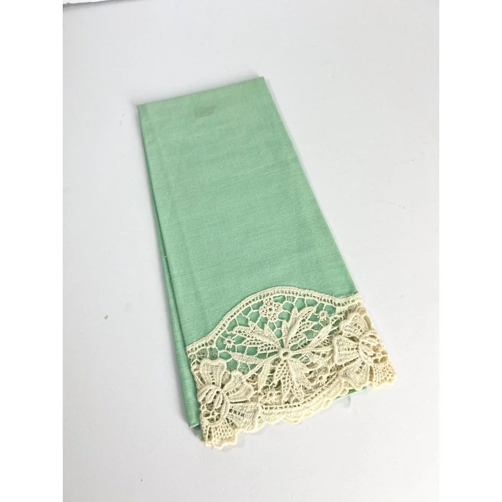 Vintage MCM guest towels teatowels set of 3 embroidered needlework lace